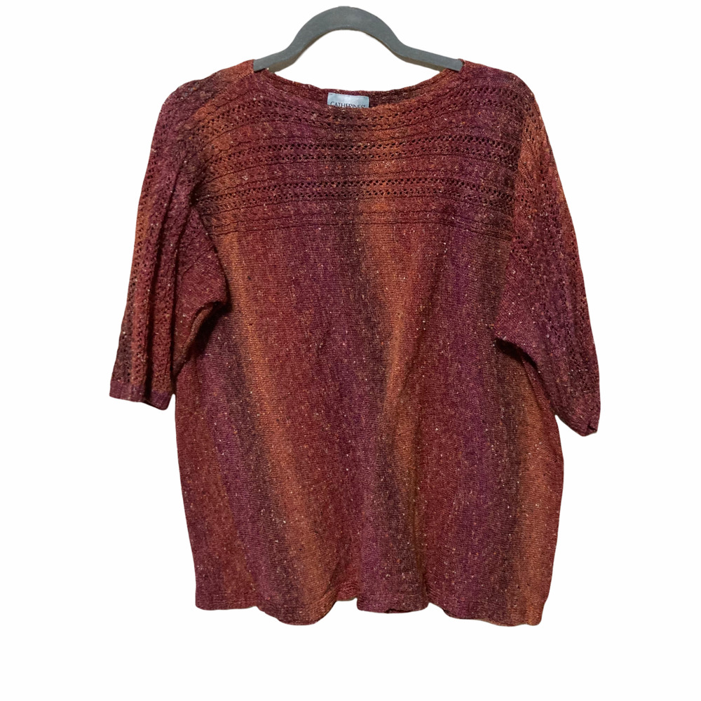 Catherines Womens Ombre Knit Acrylic Blend Short Sleeve Blouse Plus 1x 18/20